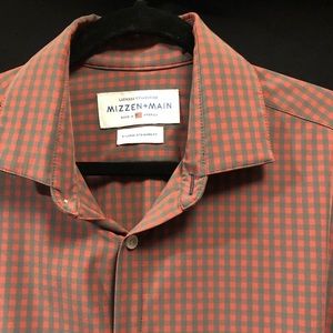 Mizzen + Main Leeward Collection XL Standard Fit Red/Grey Plaid Shirt